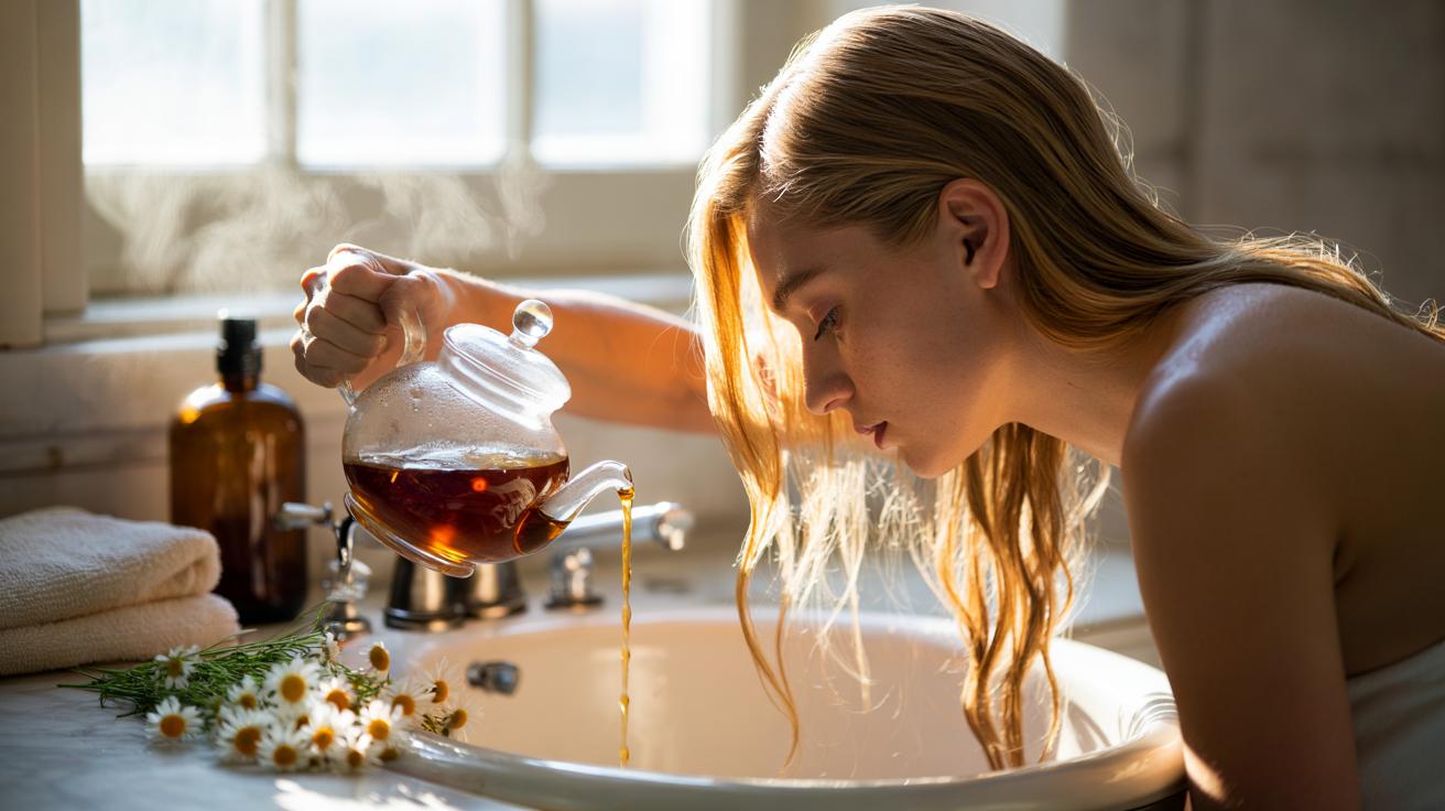 The chamomile tea rinse that brightens blonde highlights : how apigenin adds golden tones safely