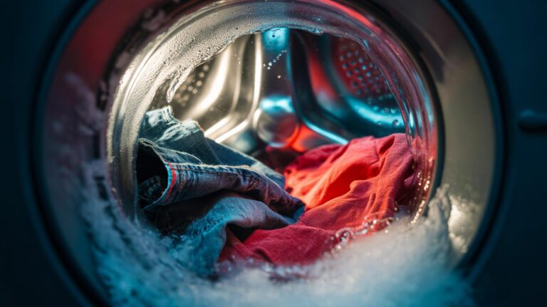 Illustration of the cold-rinse trick that prevents laundry fading by using chilled water to protect colour fibres
