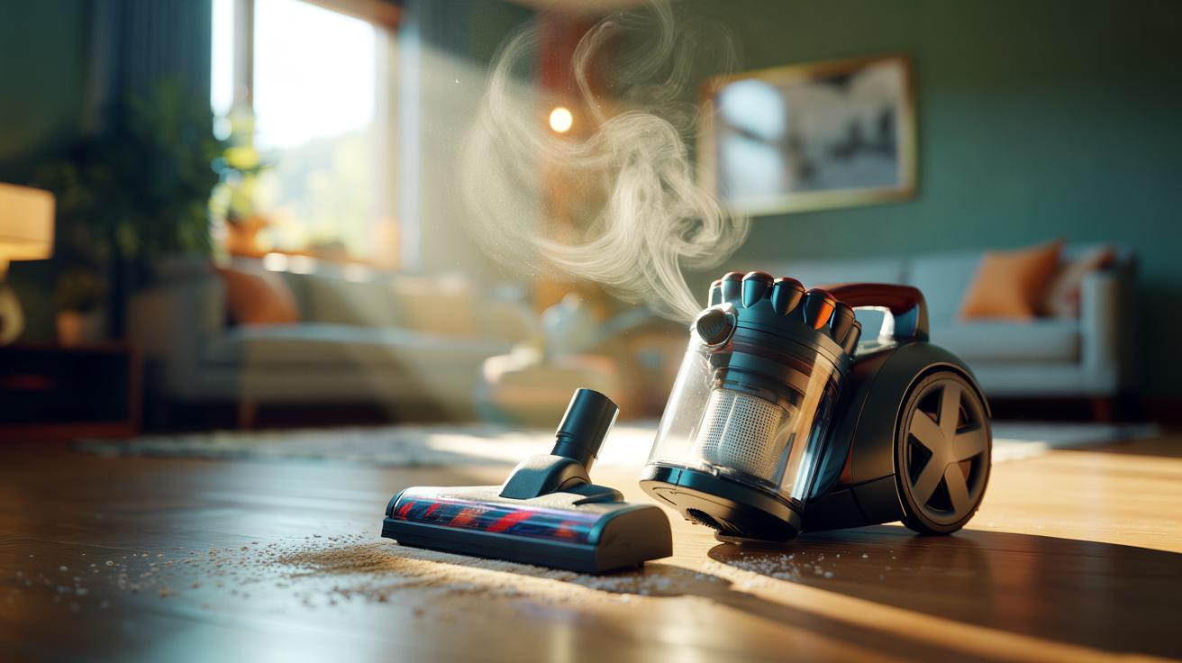Illustration of a dryer sheet placed inside a vacuum bag diffusing fragrance through the vacuum airflow while a room is being cleaned