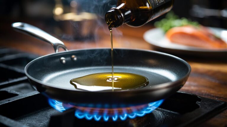 Illustration of the hot pan + cold oil technique creating an instant non-stick surface