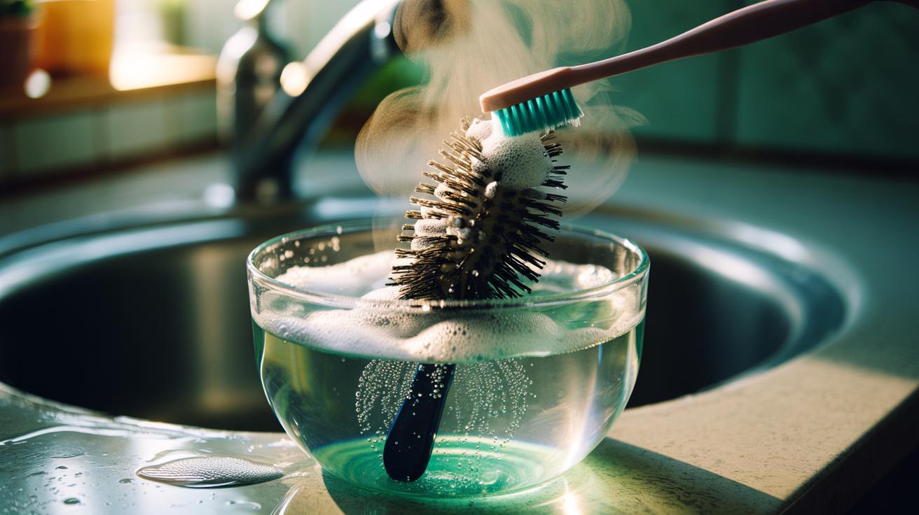 The hot water + dish soap mix that cleans hair brushes perfectly : how it dissolves product buildup fast