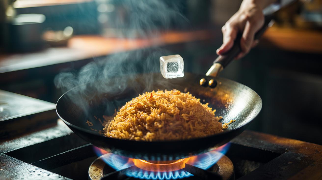 The ice cube in fried rice that stops it going soggy : how steam keeps grains separate and fluffy
