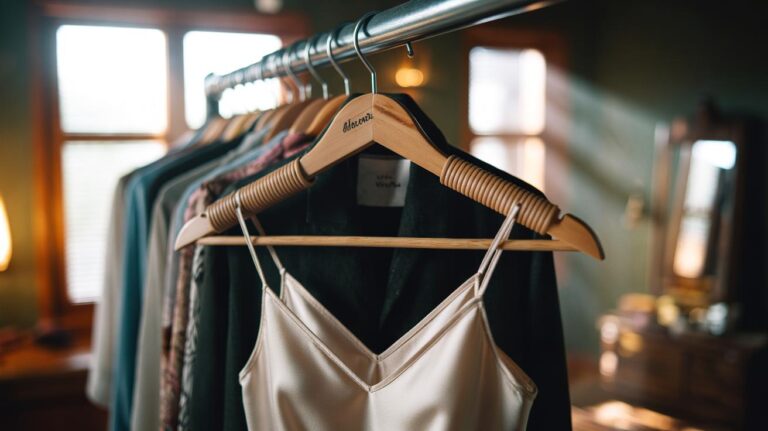 Illustration of a rubber band on a clothes hanger creating instant grip to stop clothes slipping off