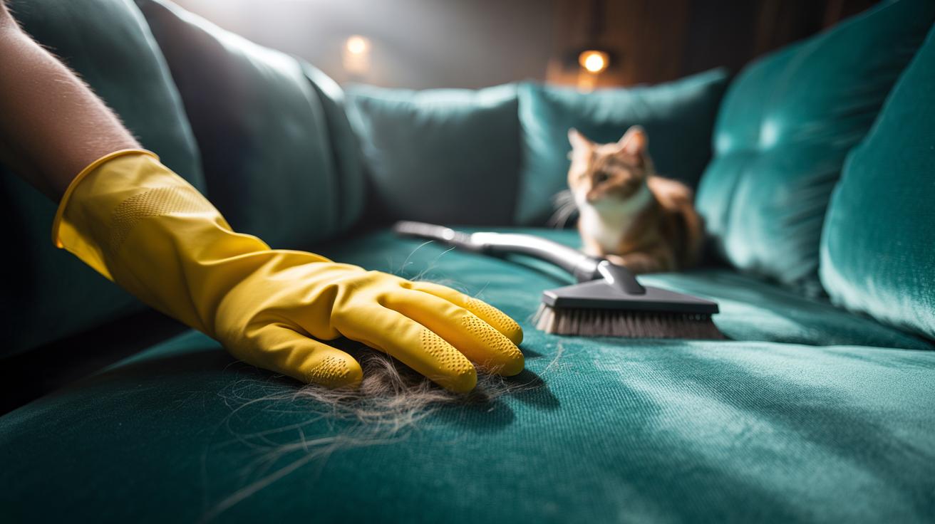 The rubber glove that removes hair from velvet furniture : how texture lifts without damaging pile