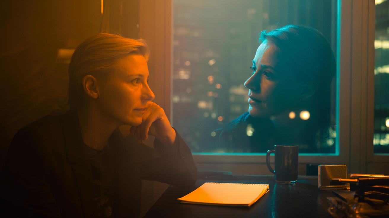 Illustration of the self-distancing method that reduces overthinking by shifting perspective to cool emotional reactions