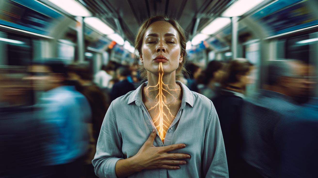 Illustration of a person practising slow-exhale breathing to signal safety to the brain and reduce frustration