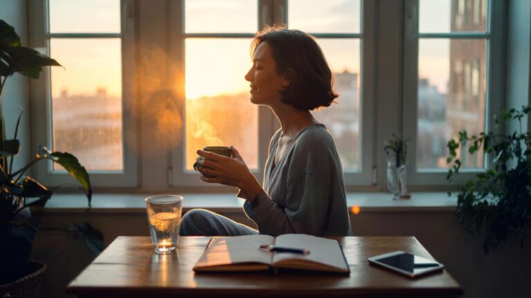 Illustration of a slow-morning start improving mental clarity through gentle routines that stabilise cognition.