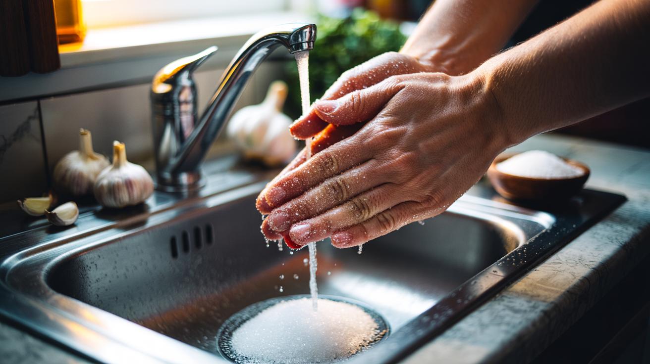 The sugar rub on hands that removes garlic smell instantly : how crystals scrub odours away