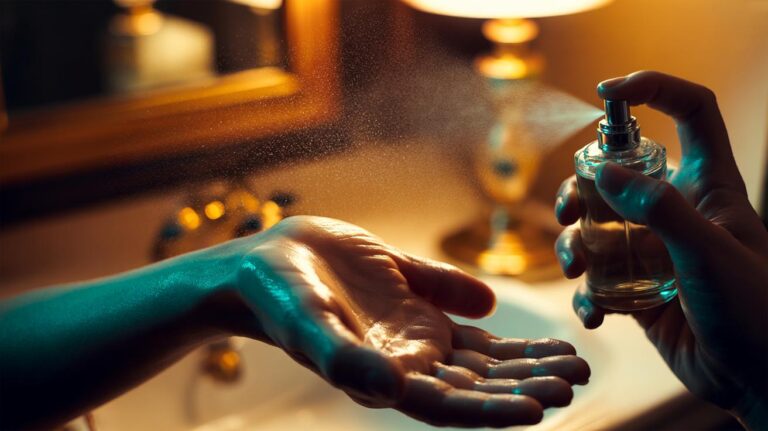 Illustration of a hand applying a thin layer of Vaseline on the wrist pulse point before spraying perfume to lock fragrance molecules onto the skin