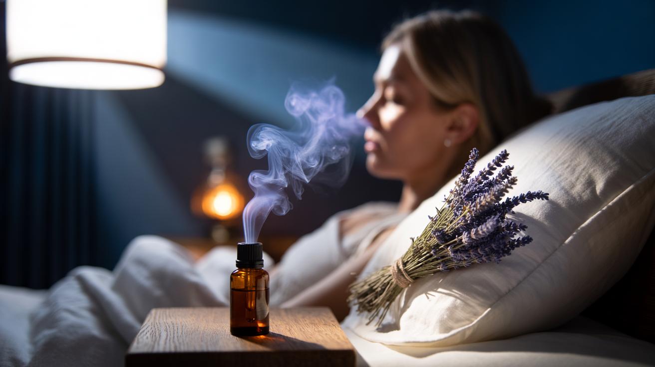 Illustration of a lavender sachet tucked inside a pillowcase at bedtime