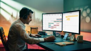 Illustration of task batching by grouping similar jobs into calendar blocks to minimise context switching and boost productivity