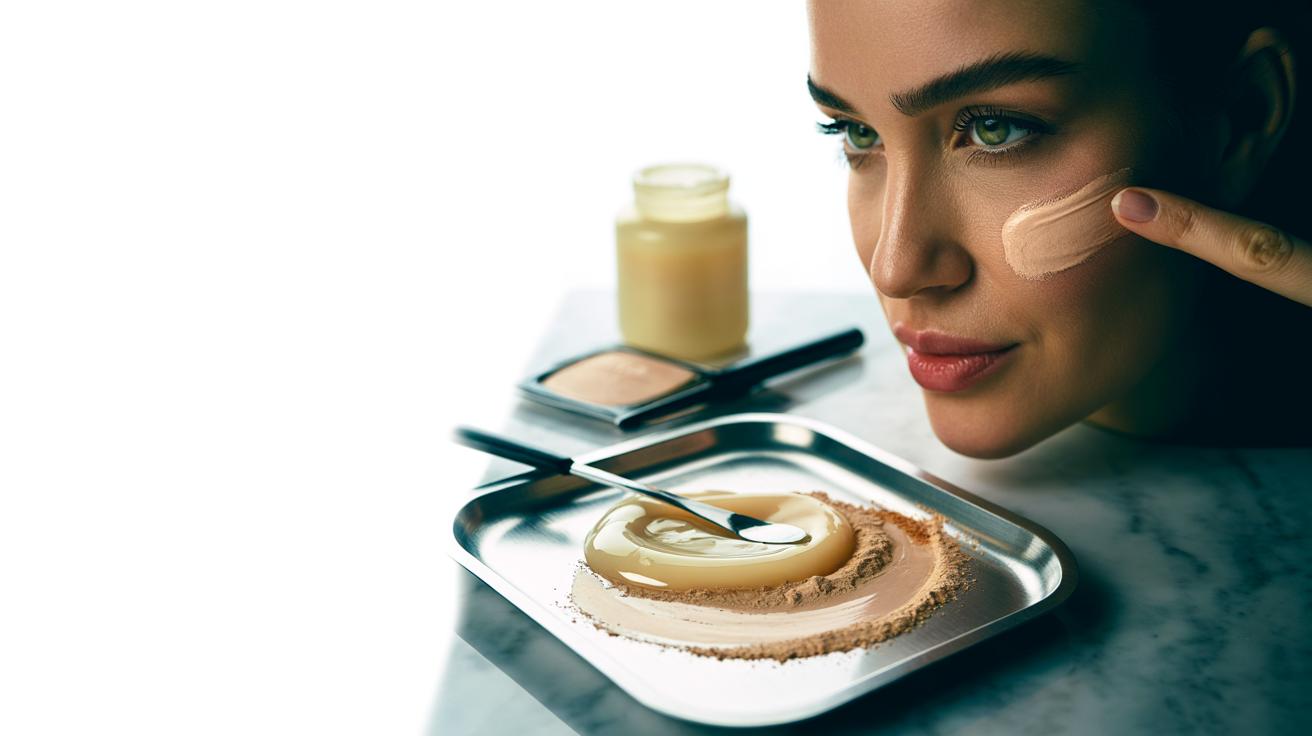 Illustration of mixing Vaseline with highlighter into a cream and tapping it onto the cheekbones for a wet, glossy finish